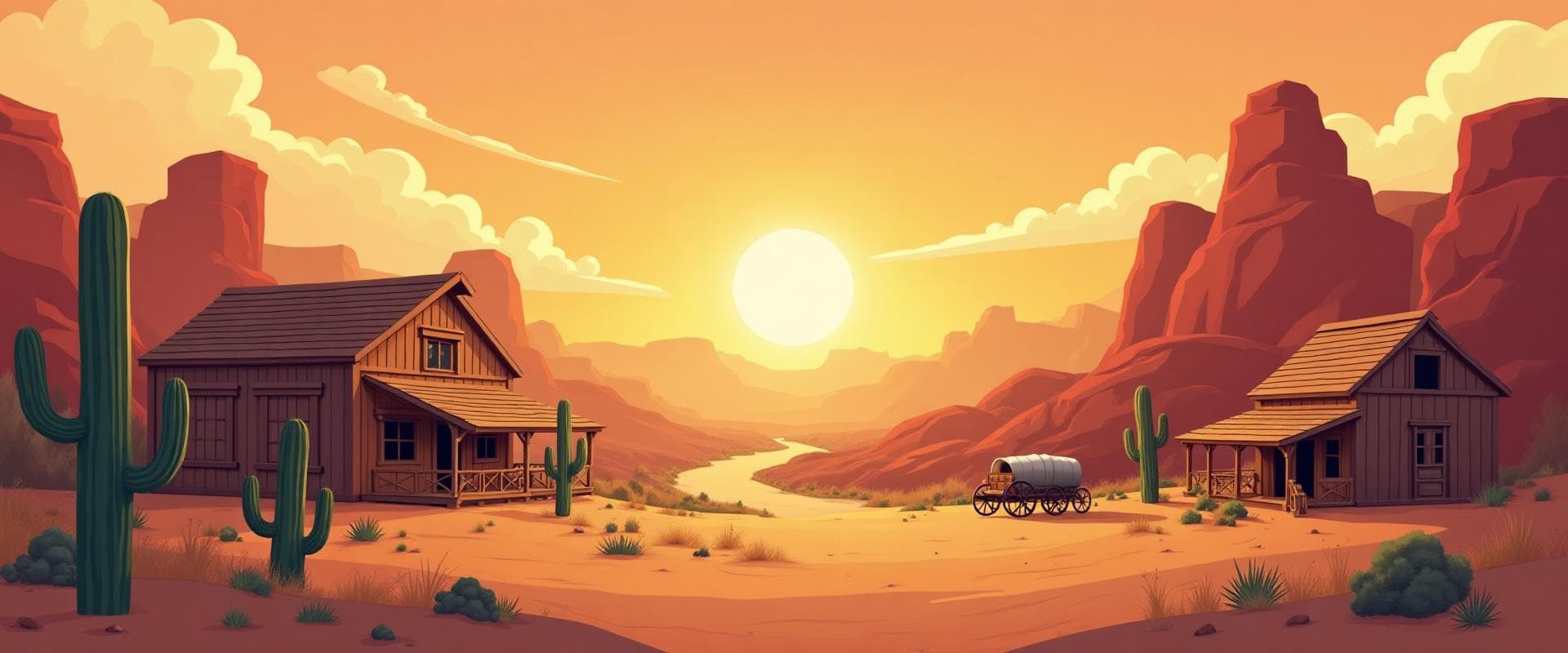 Arizona mining town at sunset