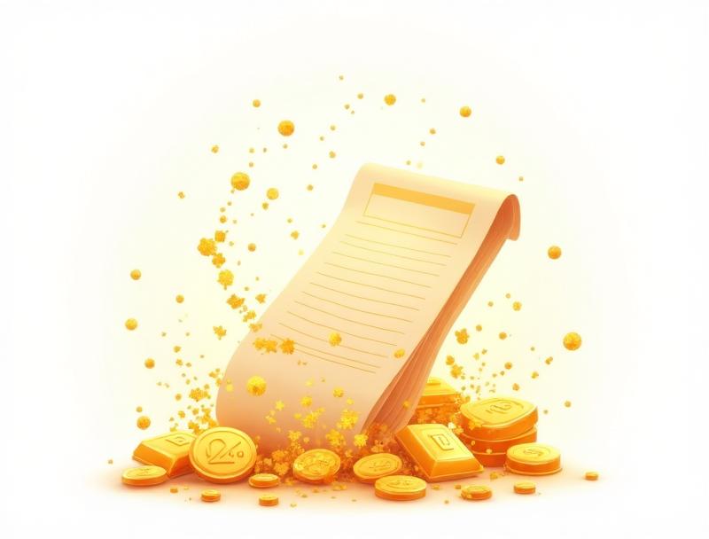 Receipt transforming into gold nuggets